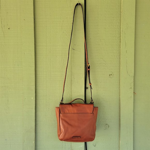 FOSSIL Tan Brown Leather Crossbody Flap Bag - Picture 3 of 8